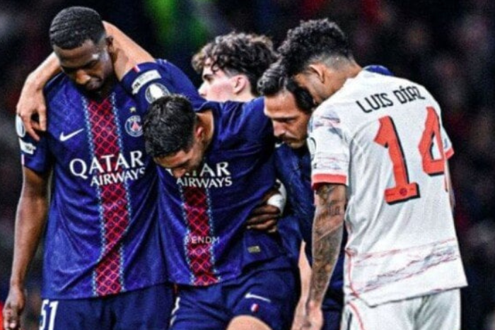 كارثة لباريس سان جيرمان أمام بايرن إصابة ديمبيلي وحكيمي وخسارة بهدفين في الشوط الأول