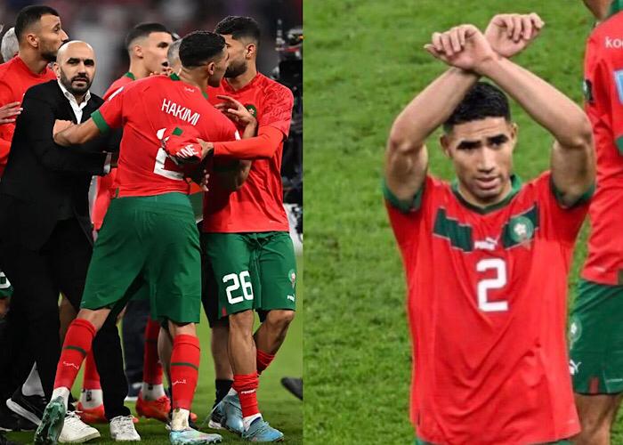 حكيمي يحتج بطريقته على سوء التحكيم في مبارتي المغرب