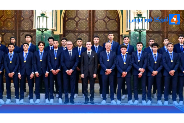 استقبال مهيب لأبطال العالم من طرف ولي العهد الأمير مولاي الحسن بالقصر الملكي بالعاصمة الرباط