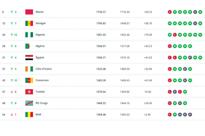 المنتخب الوطني يحافظ على صدارة إفريقيا في تصنيف الفيفا بعد كأس الأمم